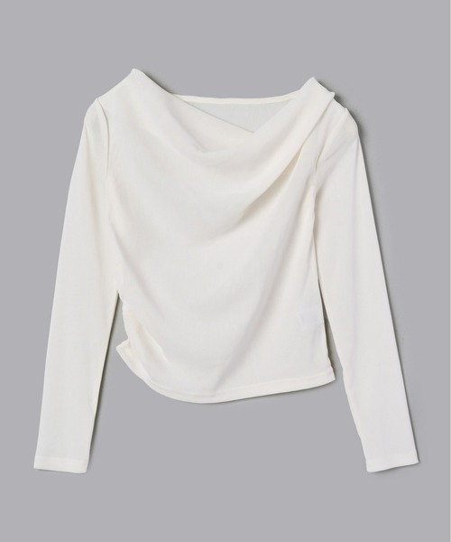 Olu.(オルドット)の「シアーベロアドレープトップス(Tシャツ/カットソー・レディース・チャコールグレー/アイボリー・FREE)」の14枚目の写真