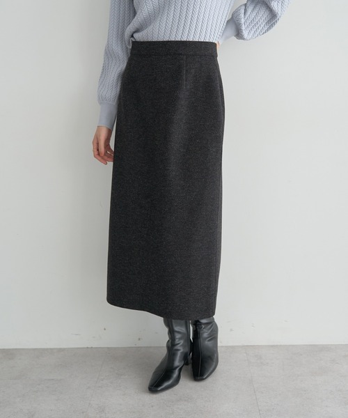 YECCA VECCA（イェッカヴェッカ）の「メルトンナロースカート（スカート・レディース・ブラウン/グレー/チャコールグレー・S/M）」の2枚目の写真