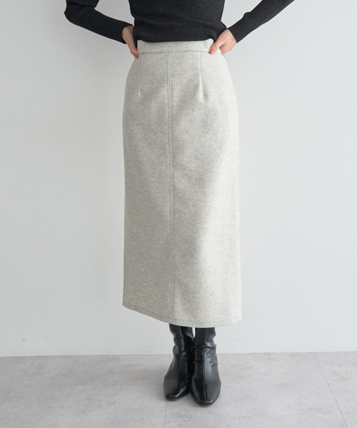 YECCA VECCA（イェッカヴェッカ）の「メルトンナロースカート（スカート・レディース・ブラウン/グレー/チャコールグレー・S/M）」の12枚目の写真