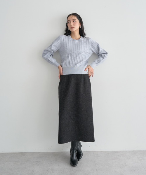 YECCA VECCA（イェッカヴェッカ）の「メルトンナロースカート（スカート・レディース・ブラウン/グレー/チャコールグレー・S/M）」の5枚目の写真