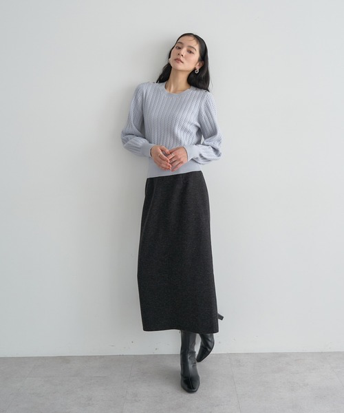 YECCA VECCA（イェッカヴェッカ）の「メルトンナロースカート（スカート・レディース・ブラウン/グレー/チャコールグレー・S/M）」の6枚目の写真