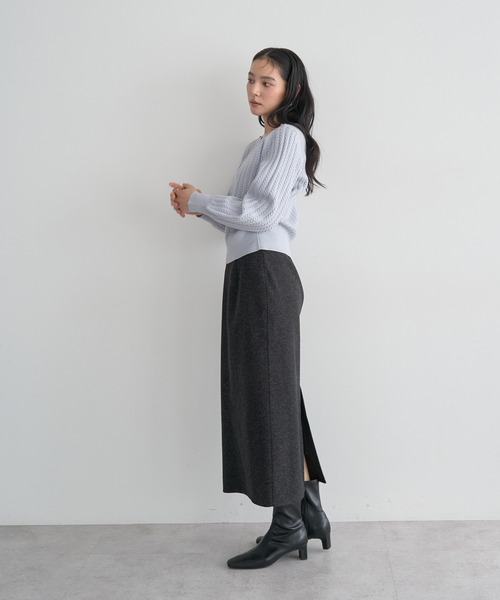 YECCA VECCA（イェッカヴェッカ）の「メルトンナロースカート（スカート・レディース・ブラウン/グレー/チャコールグレー・S/M）」の7枚目の写真