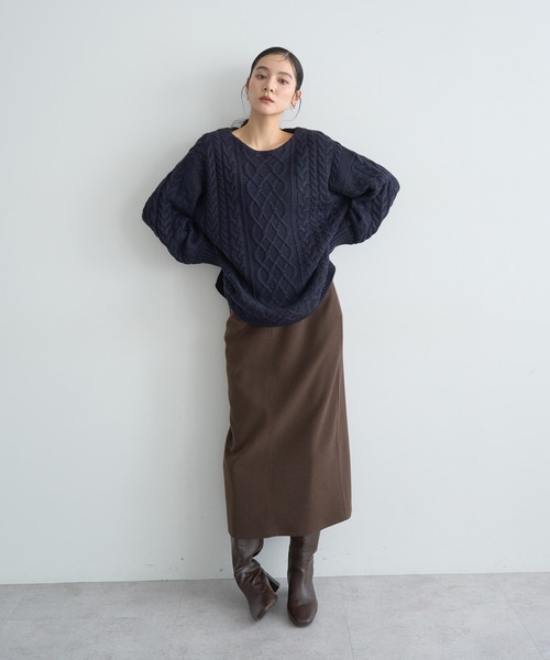 YECCA VECCA（イェッカヴェッカ）の「メルトンナロースカート（スカート・レディース・ブラウン/グレー/チャコールグレー・S/M）」の19枚目の写真