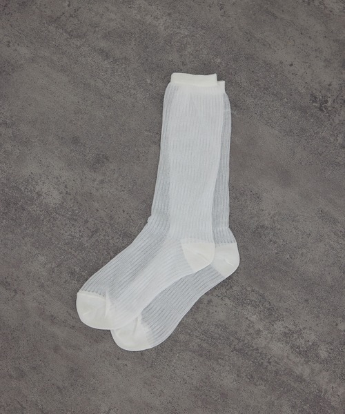 SALON adam et rope'（サロン アダム エ ロペ）の「シアーリブソックス 2（ソックス/靴下・レディース・ベージュ/ホワイト/ブルー/グレー・FREE）」の5枚目の写真