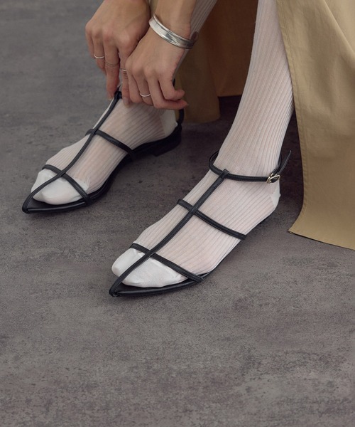 SALON adam et rope'（サロン アダム エ ロペ）の「シアーリブソックス 2（ソックス/靴下・レディース・ベージュ/ホワイト/ブルー/グレー・FREE）」の6枚目の写真