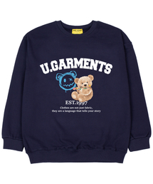 アートベア 裏毛 オーバーサイズ スウェット Tシャツ ネイビー