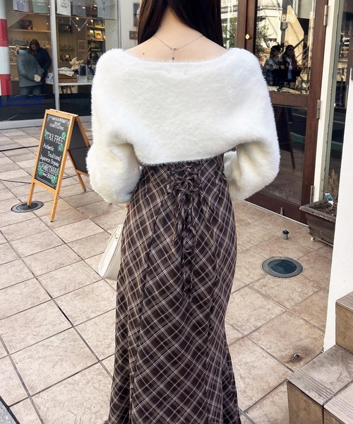 WEB限定】シャギーニットボレロ＋マーメイドワンピースセット