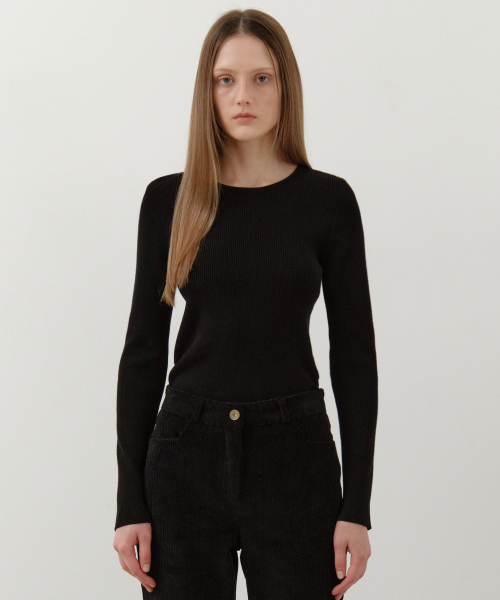 WEDNESDAYOASISFORWOMEN（ウェンズデー オアシス フォー ウーマン）の「ジェインラウンドネックウォッシャブルニット_BLACK(WC25-KN34)（ニット/セーター・レディース・ブラック・OS）」の4枚目の写真