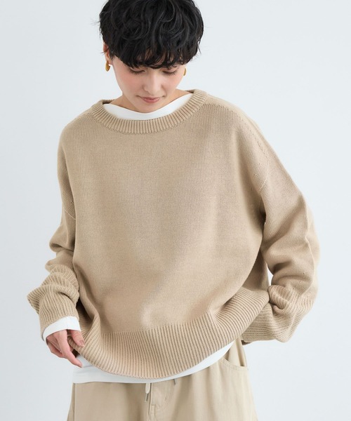 BARNYARDSTORM(バンヤードストーム)の「BARNYARDSTORM / バックスリットワイドニット(ニット/セーター・レディース・ホワイト/ベージュ/サックスブルー・FREE)」の2枚目の写真