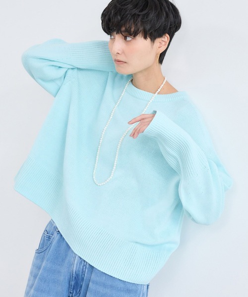 BARNYARDSTORM(バンヤードストーム)の「BARNYARDSTORM / バックスリットワイドニット(ニット/セーター・レディース・ホワイト/ベージュ/サックスブルー・FREE)」の3枚目の写真