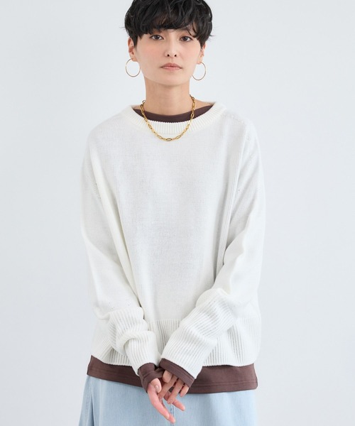 BARNYARDSTORM(バンヤードストーム)の「BARNYARDSTORM / バックスリットワイドニット(ニット/セーター・レディース・ホワイト/ベージュ/サックスブルー・FREE)」の14枚目の写真