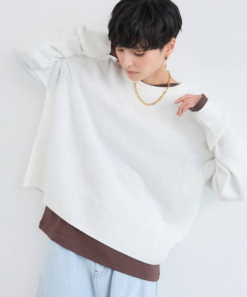 BARNYARDSTORM(バンヤードストーム)の「BARNYARDSTORM / バックスリットワイドニット(ニット/セーター・レディース・ホワイト/ベージュ/サックスブルー・FREE)」の16枚目の写真