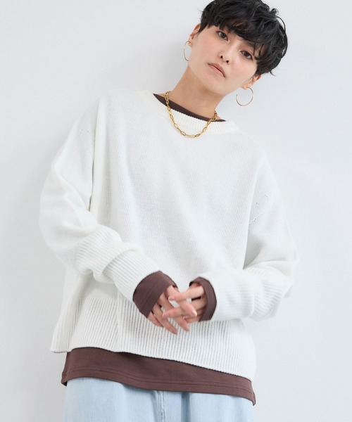 BARNYARDSTORM(バンヤードストーム)の「BARNYARDSTORM / バックスリットワイドニット(ニット/セーター・レディース・ホワイト/ベージュ/サックスブルー・FREE)」の7枚目の写真