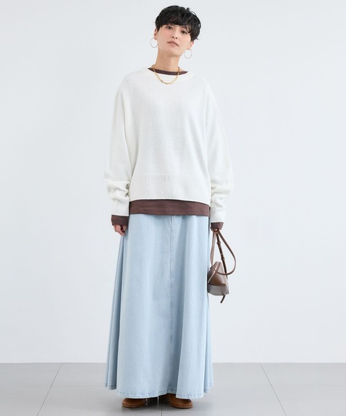 BARNYARDSTORM(バンヤードストーム)の「BARNYARDSTORM / バックスリットワイドニット(ニット/セーター・レディース・ホワイト/ベージュ/サックスブルー・FREE)」の6枚目の写真