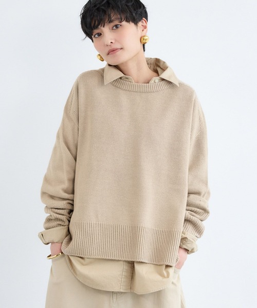 BARNYARDSTORM(バンヤードストーム)の「BARNYARDSTORM / バックスリットワイドニット(ニット/セーター・レディース・ホワイト/ベージュ/サックスブルー・FREE)」の9枚目の写真