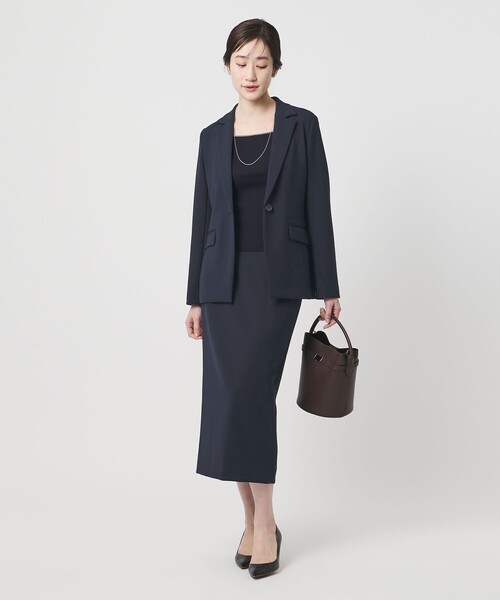 UNITED ARROWS（ユナイテッドアローズ）の「ダブルクロス タイトスカート ‐ストレッチ ウォッシャブル‐（スカート・レディース・ネイビー/ダークグレー・38/36/40）」の7枚目の写真