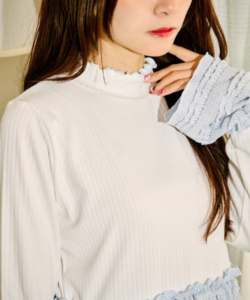 kutir(クティール)の「【クティールとレトロ】フリルドッキングハイネックカットソー(Tシャツ/カットソー・レディース・ホワイト系その他/オフホワイト・FREE)」の8枚目の写真