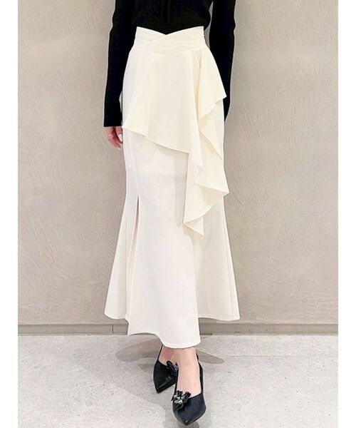 アシンメトリーラッフルマーメイドスカート