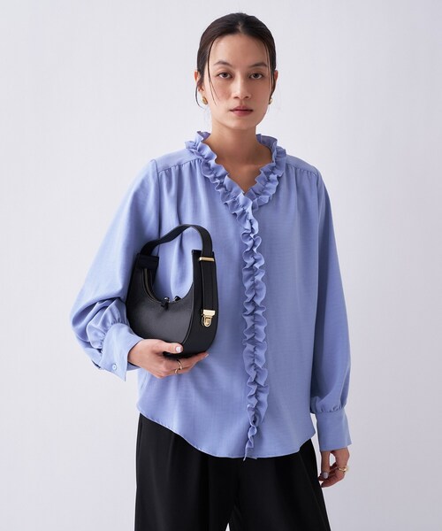 cloenc（クロエンス）の「【着映え／手洗い可】フロントフリルブラウス（シャツ/ブラウス・レディース・ライトベージュ/サックスブルー/ホワイト系3・02）」の17枚目の写真