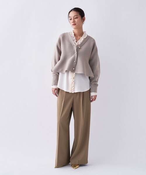 cloenc（クロエンス）の「【着映え／手洗い可】フロントフリルブラウス（シャツ/ブラウス・レディース・ライトベージュ/サックスブルー/ホワイト系3・02）」の4枚目の写真