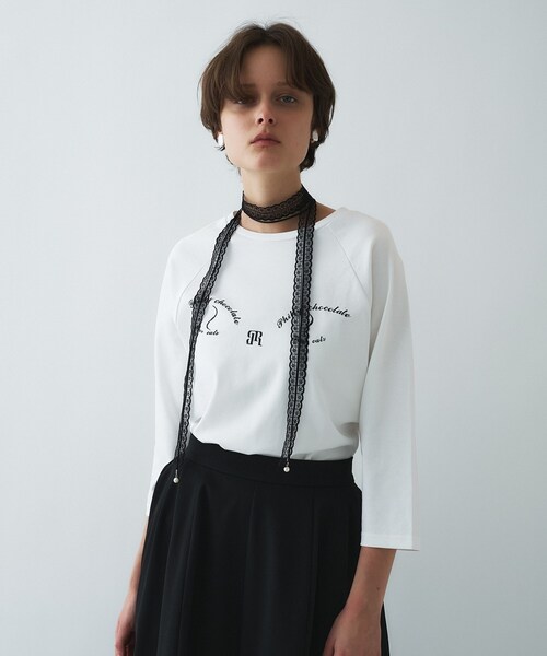 cloenc（クロエンス）の「【Philly chocolateコラボ】キャットプリントロングTシャツ（Tシャツ/カットソー・レディース・グレー系その他2/ベージュ系/ホワイト系1/ホワイト系2/グレー系その他/ベージュ系1・02）」の2枚目の写真