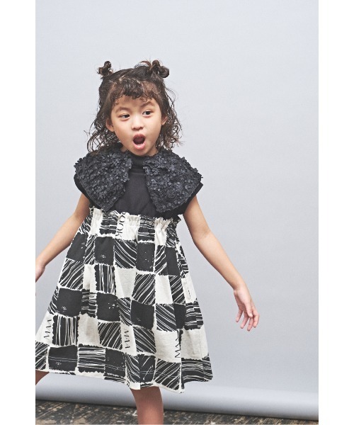 maarook（マルーク）の「ブロックチェックPTワンピース（ワンピース・キッズ・ブラック・130cm/120cm/110cm/100cm）」の2枚目の写真