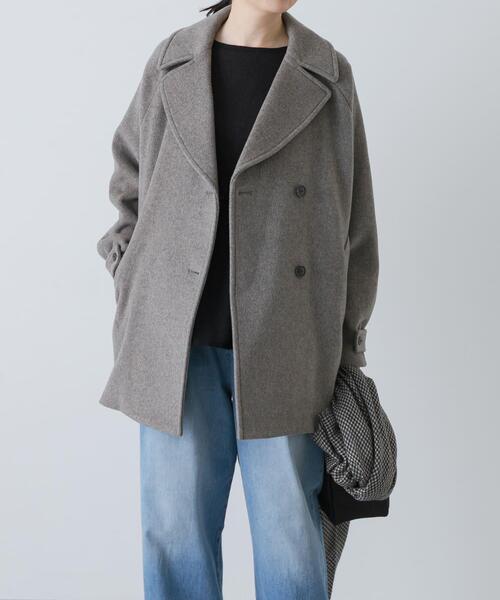 かぐれ(カグレ)の「ウールPコート(ピーコート・レディース・チャコールグレー/グレー・FREE)」の3枚目の写真