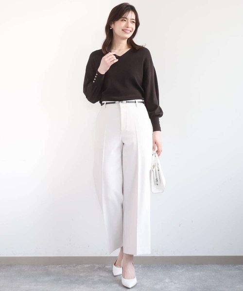 OFUON le MK（オフオンルエムケー）の「[名品シリーズ]ストレッチワイドパンツ/洗える（その他パンツ・レディース・ブラック/ライトベージュ・36/40/38）」の14枚目の写真
