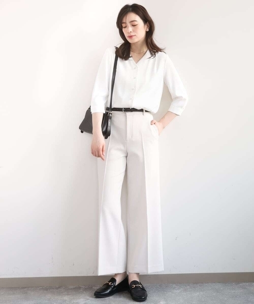OFUON le MK（オフオンルエムケー）の「[名品シリーズ]ストレッチワイドパンツ/洗える（その他パンツ・レディース・ブラック/ライトベージュ・36/40/38）」の18枚目の写真