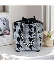 FRP（エフアールピー）の「フラワー編み柄ニットトートバッグ/ニット ハンドバッグ（トートバッグ）」