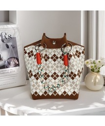 FRP（エフアールピー）の「フラワー編み柄ニットトートバッグ/ニット ハンドバッグ（トートバッグ）」