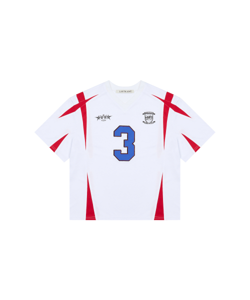 LARTIGENT(ラーティゼン)の「L17 COLORBLOCK FOOTBALL TOP(WHITE)(Tシャツ/カットソー・レディース・その他・FREE)」の1枚目の写真