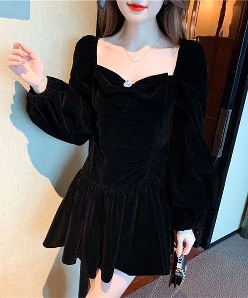 gossip!ロサンゼルス(ゴシップロサンゼルス)の「ビジューアクセント ベロアミニドレス(ワンピース・レディース・ブラック・S/M)」の15枚目の写真