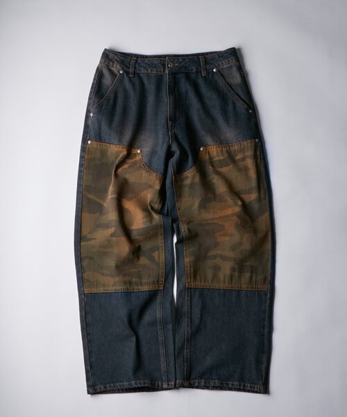 WHO'S WHO gallery（フーズフーギャラリー）の「KOOKY'Nダブルニー切り替えデニム（デニムパンツ・レディース・ブラック/インディゴブルー/ネイビー/サックスブルー・FREE）」の3枚目の写真