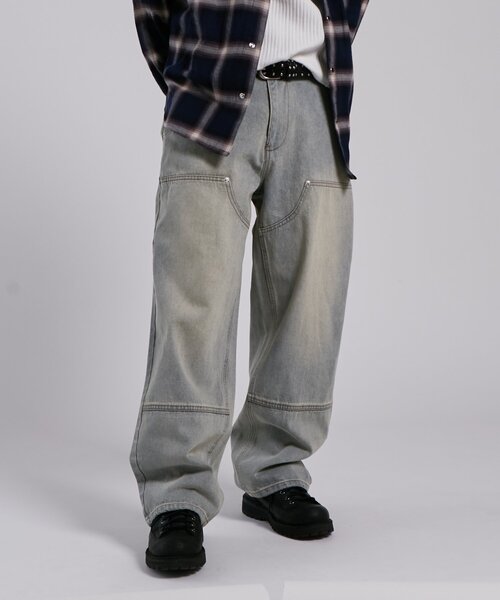 WHO'S WHO gallery（フーズフーギャラリー）の「KOOKY'Nダブルニー切り替えデニム（デニムパンツ・レディース・ブラック/インディゴブルー/ネイビー/サックスブルー・FREE）」の4枚目の写真