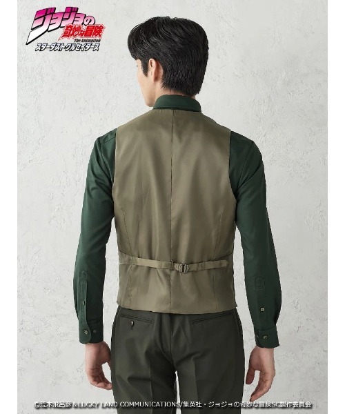 Perfect Suit FActory(パーフェクトスーツファクトリー)の「アニメ『ジョジョの奇妙な冒険 スターダストクルセイダース』セットアップベスト【花京院典明】(スーツベスト・メンズ・グリーン・L/M/S/SS/3L/LL)」の5枚目の写真