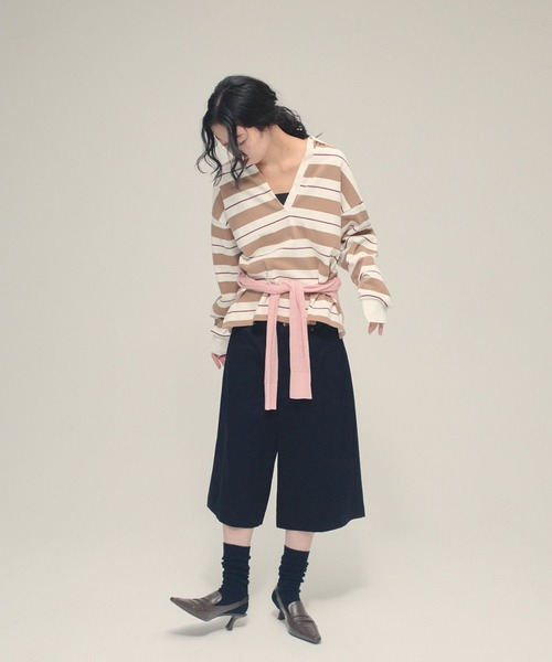 eL（エル）の「【eL】Twill Bermuda Pants/645549（その他パンツ・レディース・ベージュ/ネイビー・FREE）」の7枚目の写真