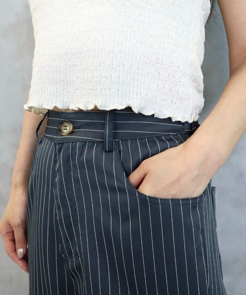 CECIL McBEE(セシルマクビー)の「ストライプレース切り替えパンツ(その他パンツ・レディース・グレー/ブラック・MEDIUM)」の8枚目の写真