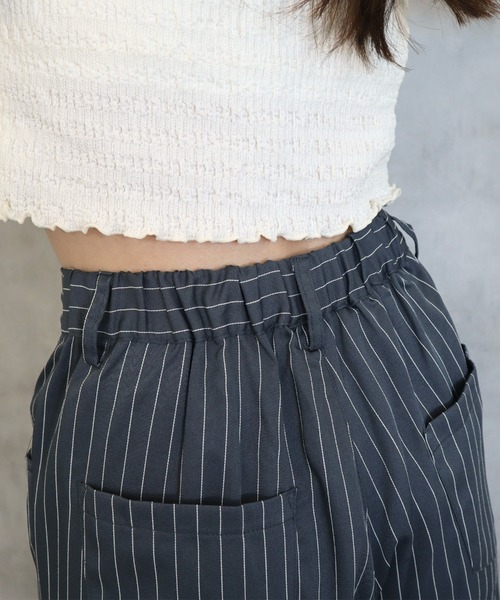 CECIL McBEE(セシルマクビー)の「ストライプレース切り替えパンツ(その他パンツ・レディース・グレー/ブラック・MEDIUM)」の9枚目の写真