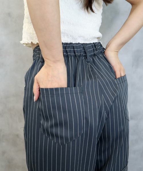 CECIL McBEE(セシルマクビー)の「ストライプレース切り替えパンツ(その他パンツ・レディース・グレー/ブラック・MEDIUM)」の10枚目の写真