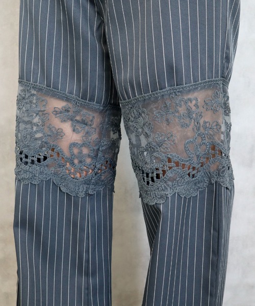 CECIL McBEE(セシルマクビー)の「ストライプレース切り替えパンツ(その他パンツ・レディース・グレー/ブラック・MEDIUM)」の11枚目の写真
