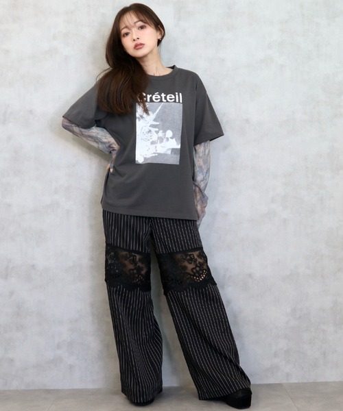 CECIL McBEE(セシルマクビー)の「ストライプレース切り替えパンツ(その他パンツ・レディース・グレー/ブラック・MEDIUM)」の14枚目の写真