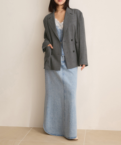 IENA LA BOUCLE グレンチェックダブルブレストジャケット（テーラード