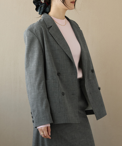 IENA LA BOUCLE（イエナラブークル）の「IENA LA BOUCLE グレンチェックダブルブレストジャケット（テーラードジャケット・レディース・グレー・FREE）」の10枚目の写真