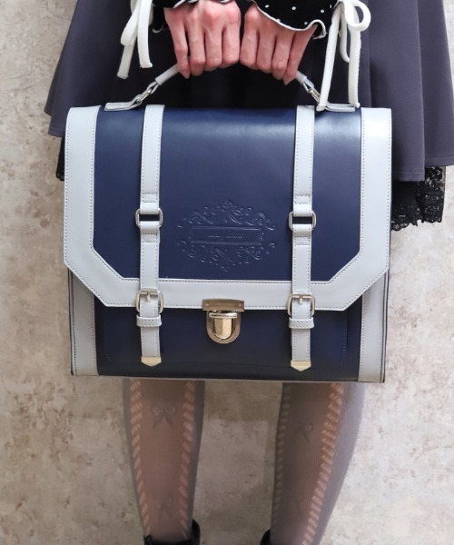 axes femme(アクシーズファム)の「ベルトデザイン配色サッチェル(ボストンバッグ・レディース・ネイビー/モカ/キナリ・FREE)」の1枚目の写真