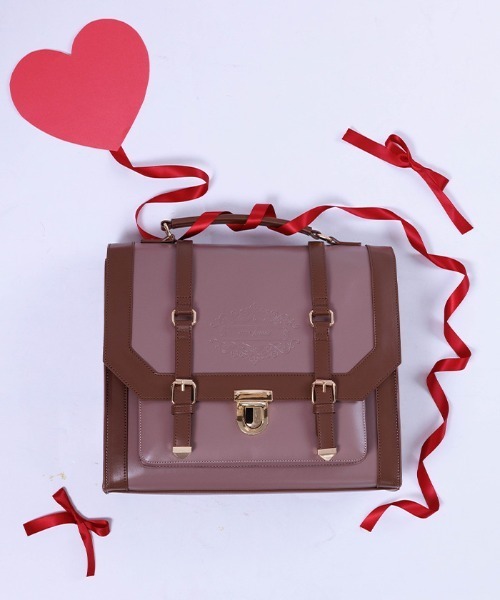 axes femme(アクシーズファム)の「ベルトデザイン配色サッチェル(ボストンバッグ・レディース・ネイビー/モカ/キナリ・FREE)」の3枚目の写真