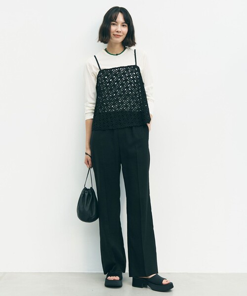 UNFILO(アンフィーロ)の「【2点セット】ラッセルレース キャミレイヤード Tシャツ(Tシャツ/カットソー・レディース・ホワイト系・MEDIUM/SMALL)」の3枚目の写真