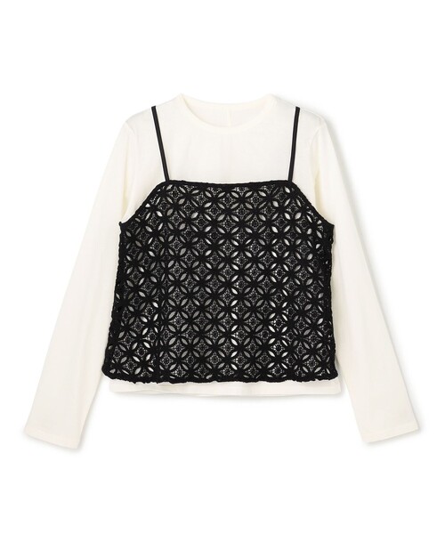 UNFILO(アンフィーロ)の「【2点セット】ラッセルレース キャミレイヤード Tシャツ(Tシャツ/カットソー・レディース・ホワイト系・MEDIUM/SMALL)」の8枚目の写真