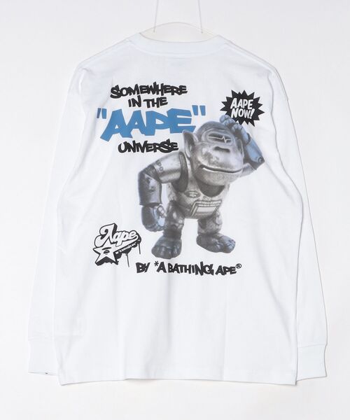 AAPE BY A BATHING APE(エーエイプバイアベイシングエイプ)の「AAPE MAIN LONG SLEEVE TEE(Tシャツ/カットソー・メンズ・ブラック/ホワイト・LARGE/X-LARGE/MEDIUM/SMALL)」の8枚目の写真