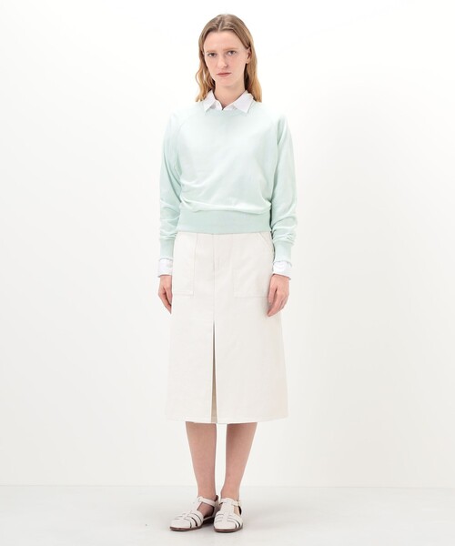 MACPHEE（マカフィー）の「コットンテリー クルーネックプルオーバー（スウェット・レディース・ライトグリーン/ホワイト・S）」の3枚目の写真